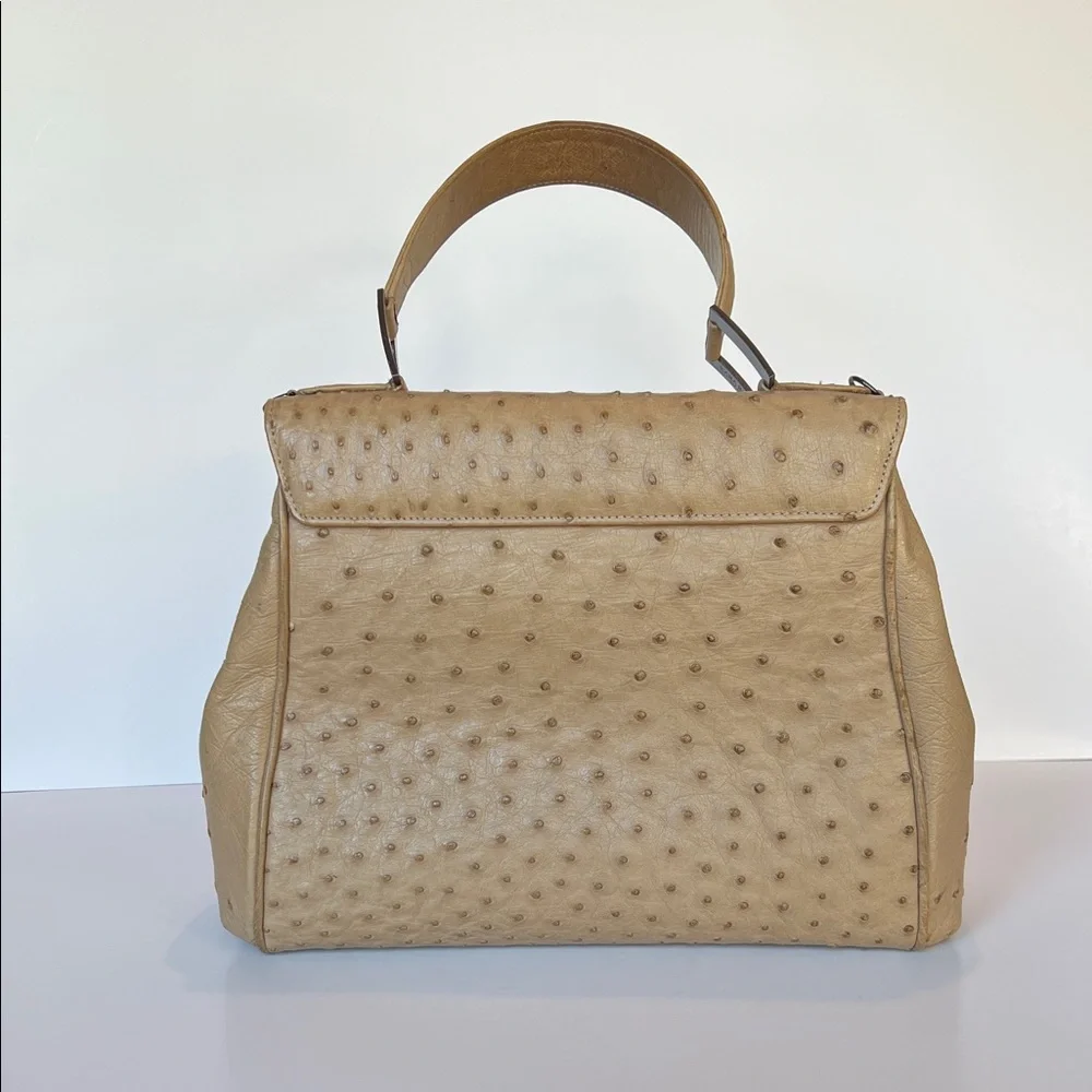 Kara Ross nude ostrich handbag with detachable shoulder strap - Picture 3 of 13